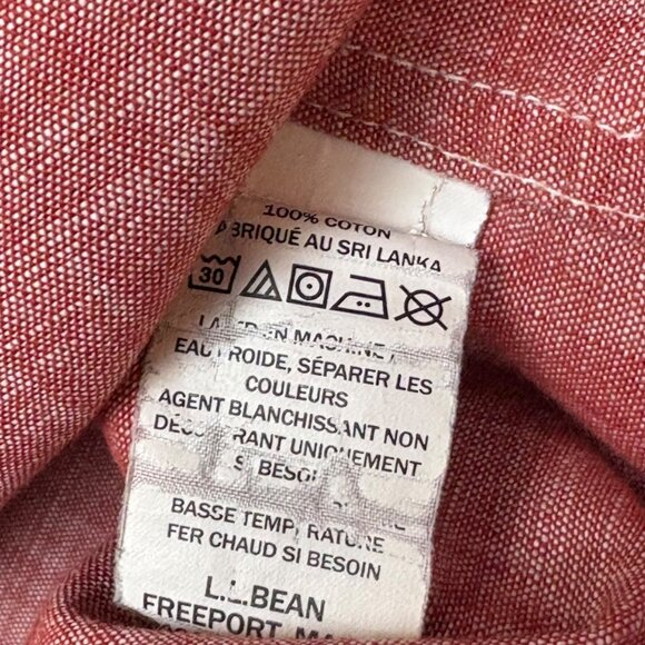 LL‎ Bean Pale Sienna Cotton Button Down Traditional Fit Chambray Shirt - Picture 4 of 8